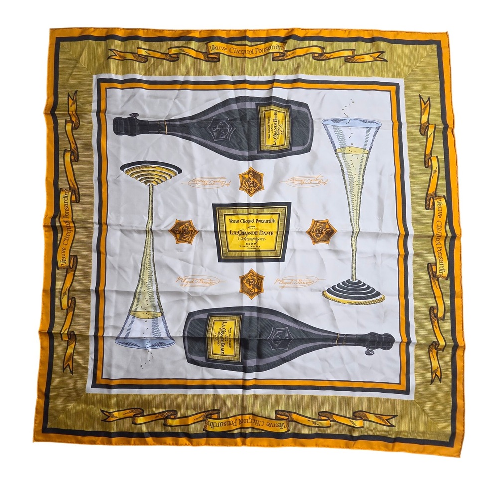 Veuve Clicquot La Grande Dame Champagne Silk Scarf 34x34 Old Money Luxury